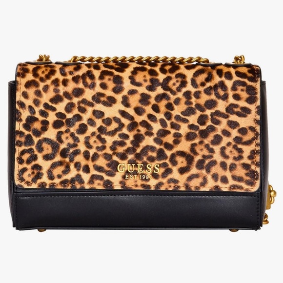 New GUESS Iseline Convertible Crossbody Flap, Leopard - Picture 10 of 15
